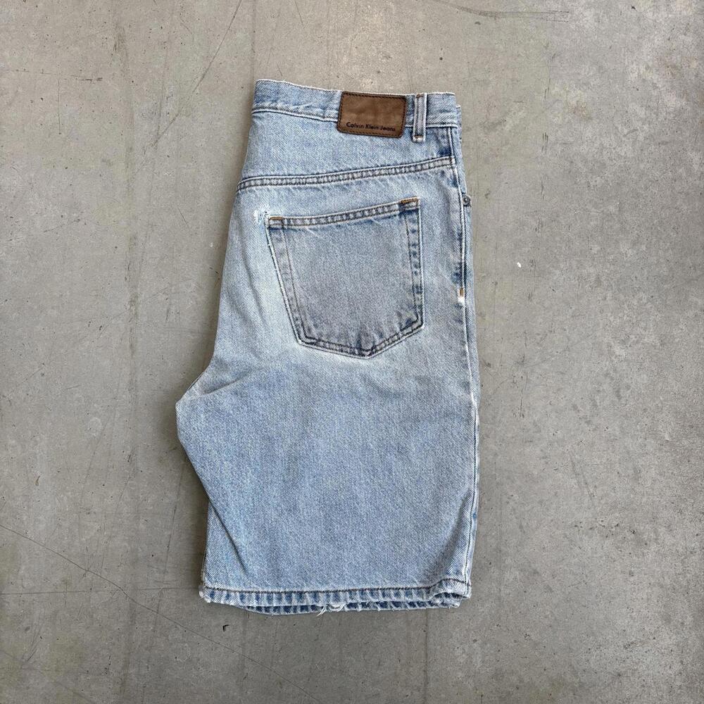 Vintage 2000s Calvin Klein Light Wash Flawed Jorts Size 34